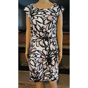 Jones New York Womens 12P Sheath Sleeveless Buckle Waist Zipper Floral Dress